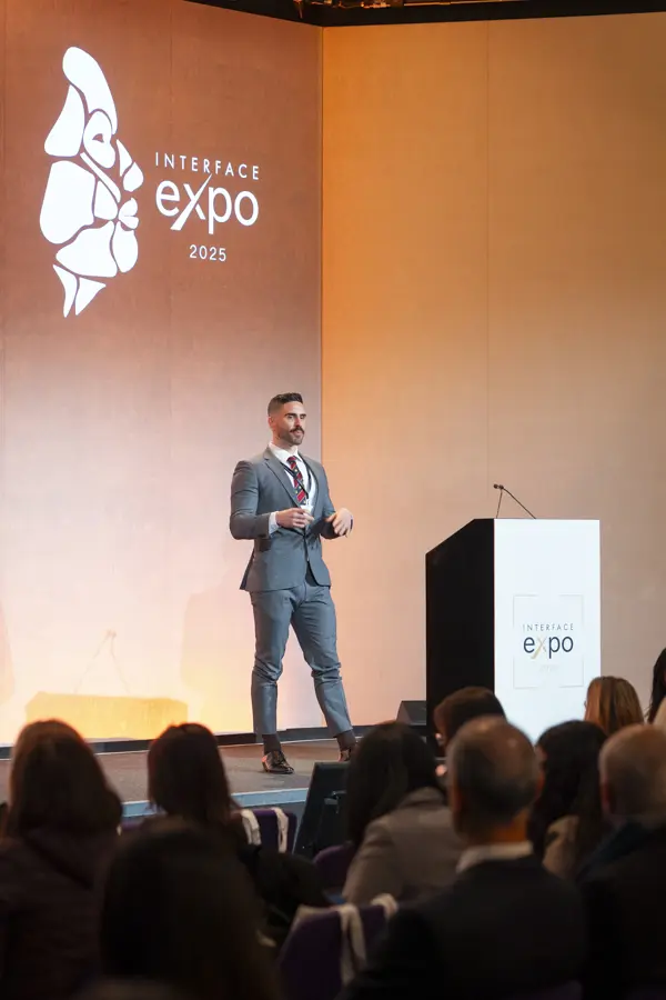 Dr James Olding, director of Interface Aesthetics, presenting at Interface Expo.
