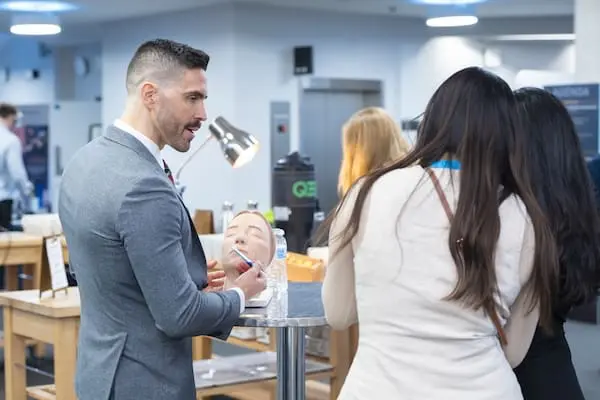 Dr James Olding is demonstrating a technique during Interface Expo.