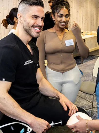 James Olding and an injector student at Interface Aesthetics Training Academy - Level-7 Diploma in Aesthetics.